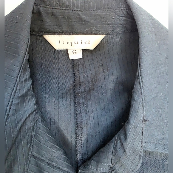LIquid 97% Black Cotton Button Down Fall Coat. Size 6 - Picture 6 of 9